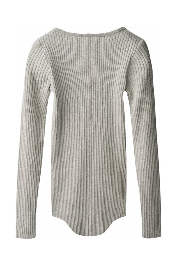 ROCHELLE LONG SLEEVE TOP IN GREY MELANGE BACK VIEW