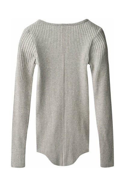 ROCHELLE LONG SLEEVE TOP IN GREY MELANGE BACK VIEW