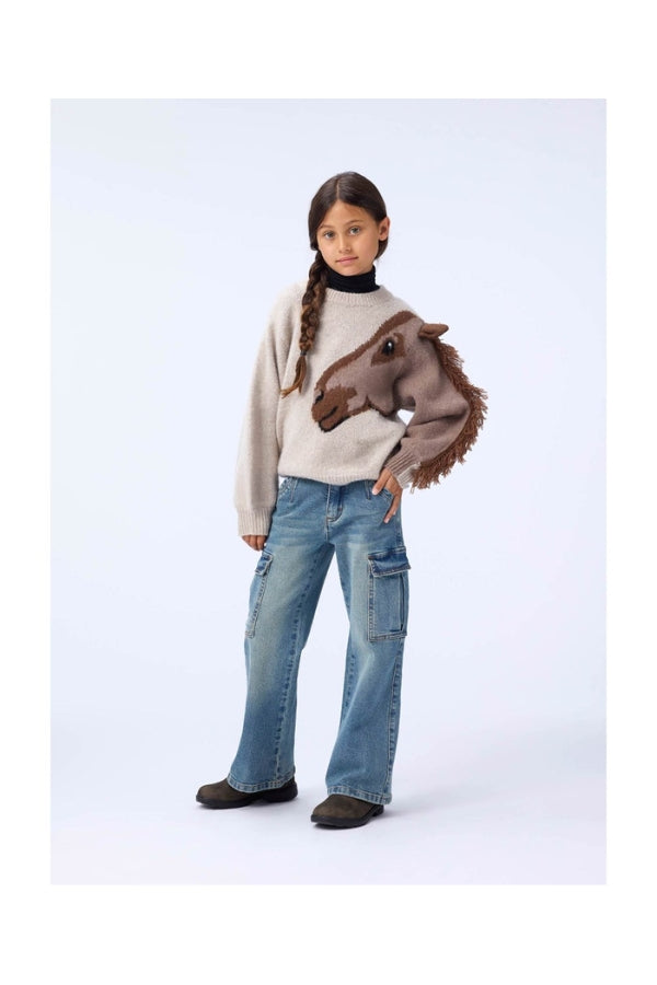 GISELA SWEATSHIRT IN HORSE KNIT FRONT VIEW