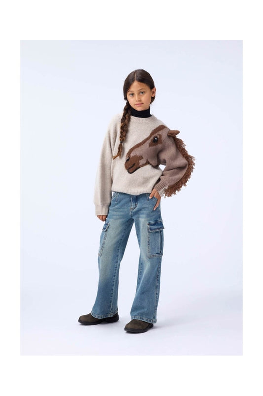 GISELA SWEATSHIRT IN HORSE KNIT FRONT VIEW