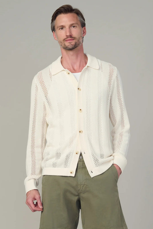 SUMMER CROCHET CARDIGAN IN PAPYRUS FRONT VIEW
