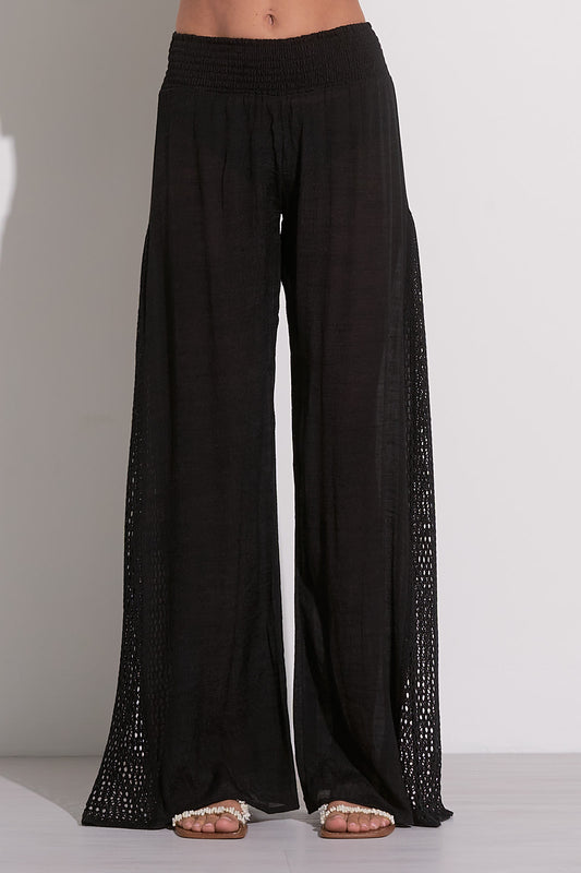 CROCHET PANTS IN BLACK FRONT VIEW