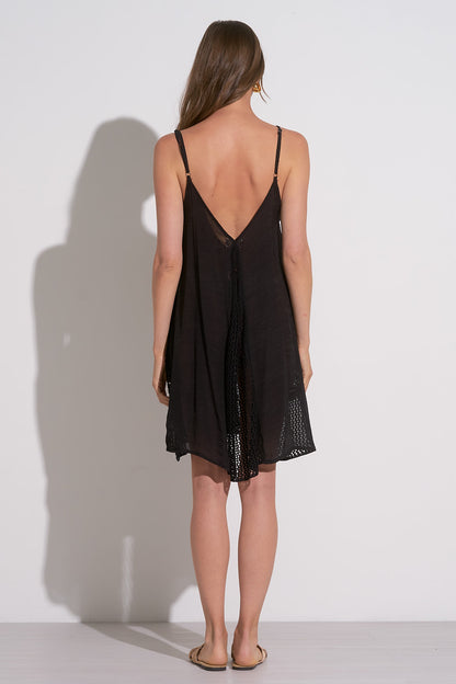 SPAGHETTI STRAP DRESS IN BLACK BACK VIEW
