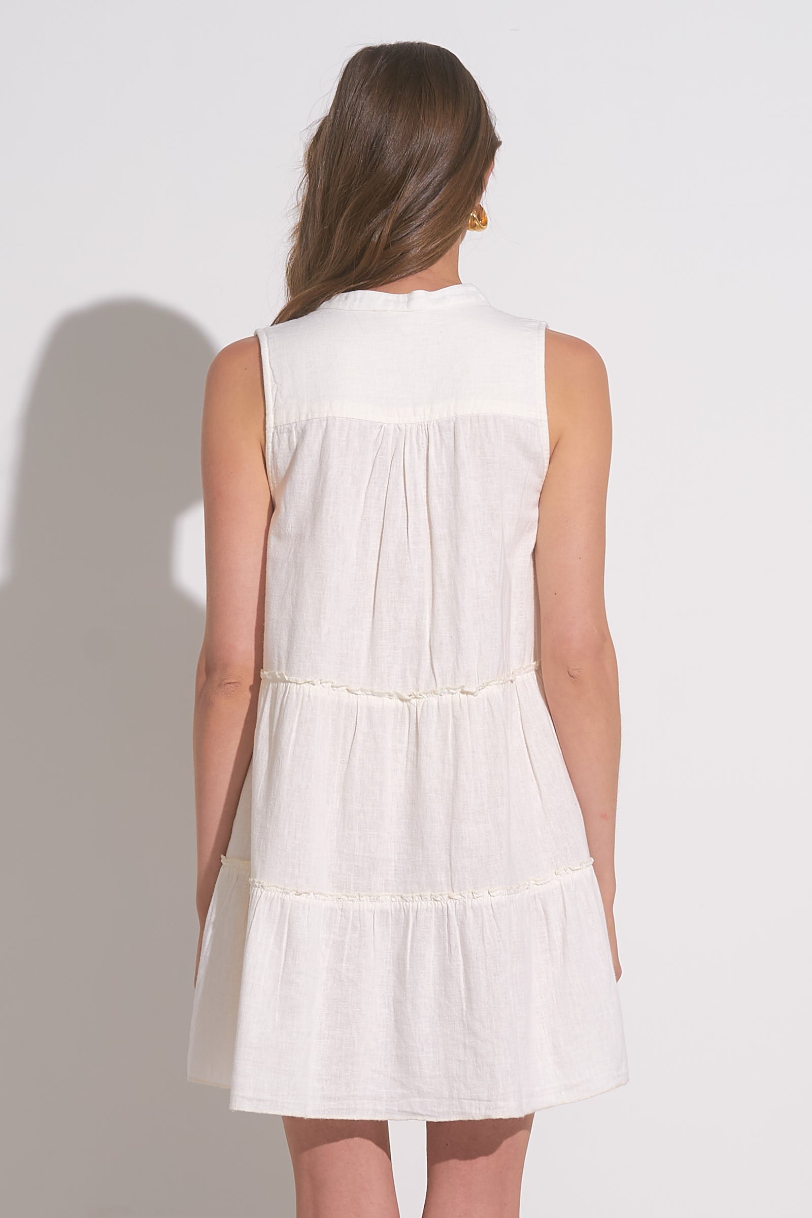 SLEEVELESS A-LINE DRESS IN WHITE BACK VIEW