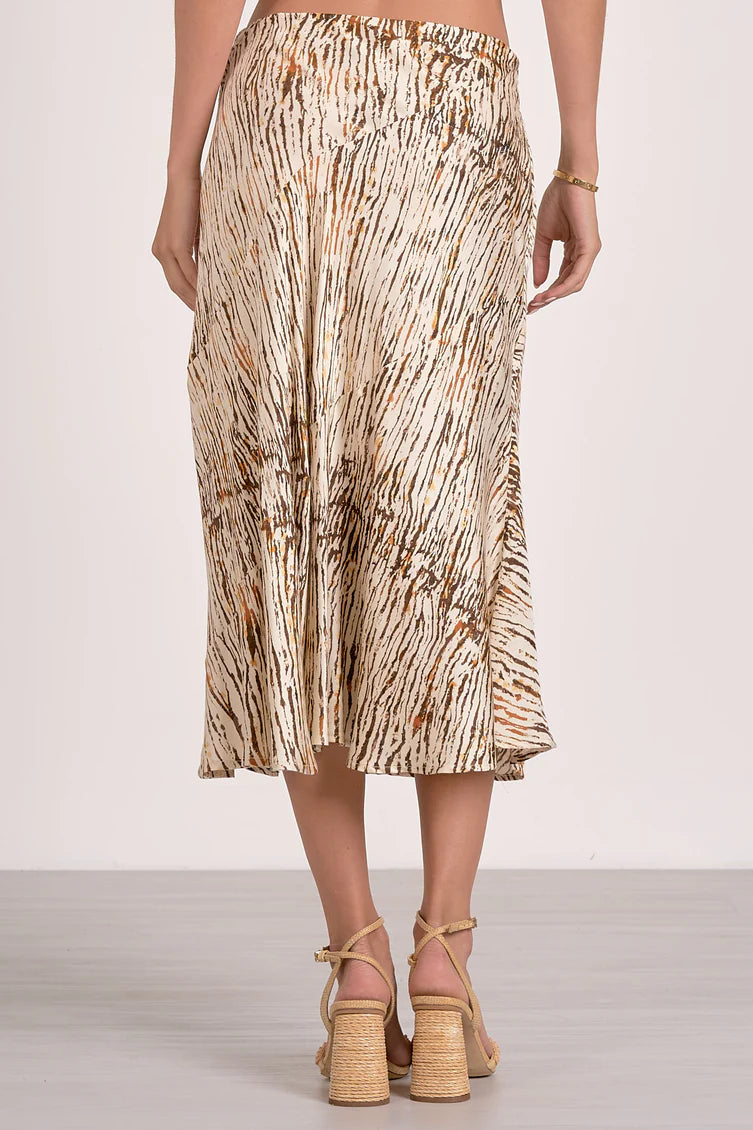 Selma midi side slit skirt in neutral sahara back view