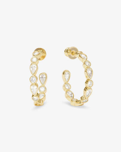 Isla 1" hoop earrings in gold white 