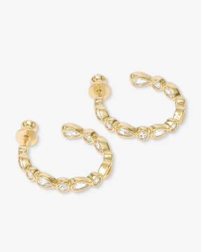 Isla 1" hoop earrings in gold white flat view