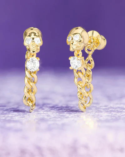 Ride or die soft chain hoop earring in gold white 
