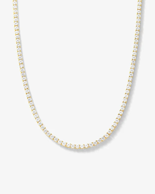 Grand heiress tennis necklace 16" in gold with white diamonds 