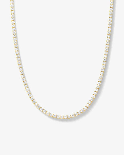 Grand heiress tennis necklace 16" in gold with white diamonds 