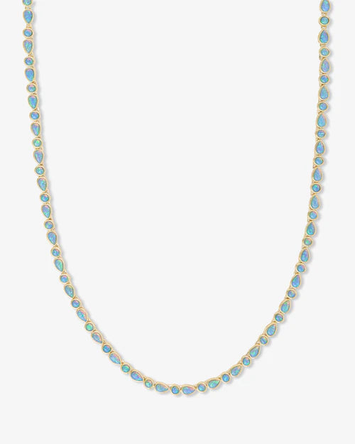 Isla tennis necklace 16" in gold with opal gems