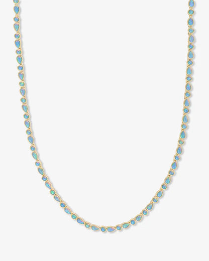 Isla tennis necklace 16" in gold with opal gems