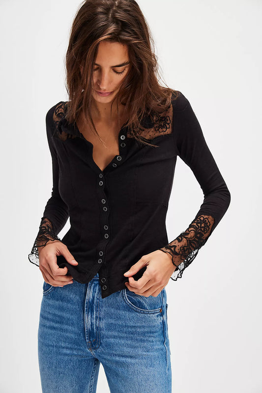ROSEBUD CUFF IN BLACK FRONT VIEW