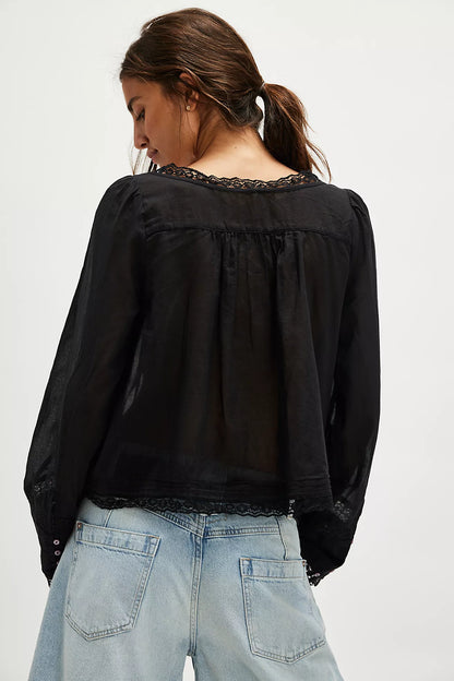 LONG SLEEVE EVERMORE IN BLACK BACK VIEW