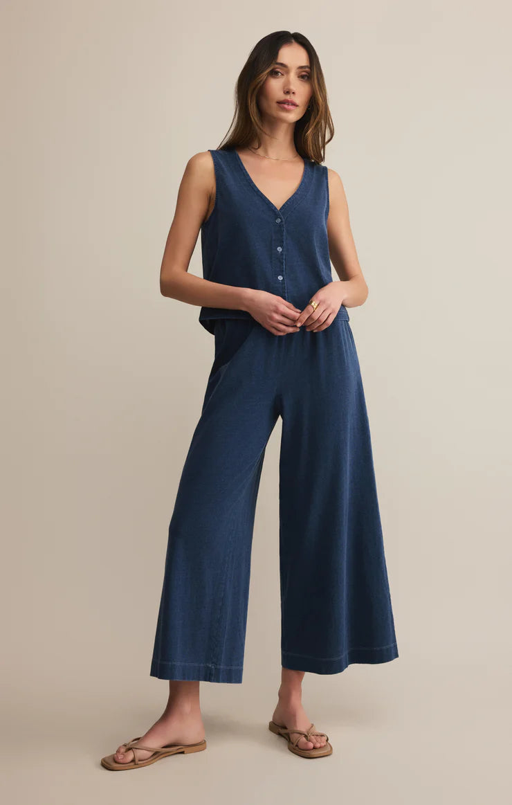 SCOUT JERSEY DENIM PANT IN INDIGO FRONT VIEW