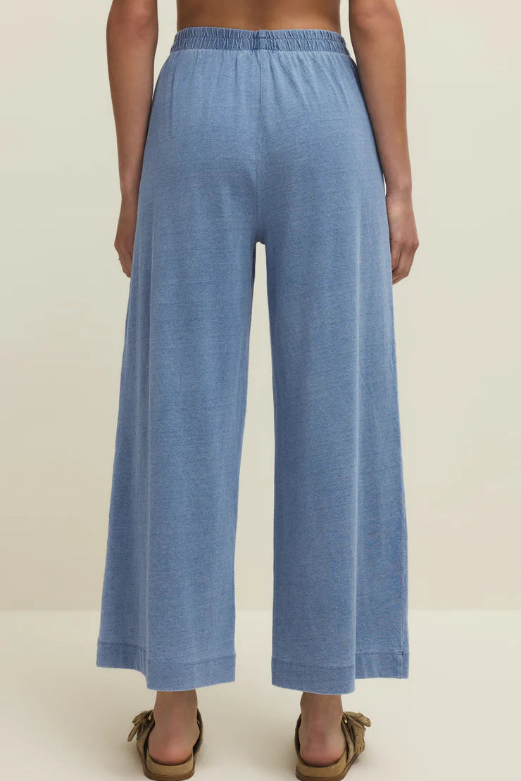 SCOUT JERSEY DENIM PANT IN SANTORINI INDIGO BACK VIEW