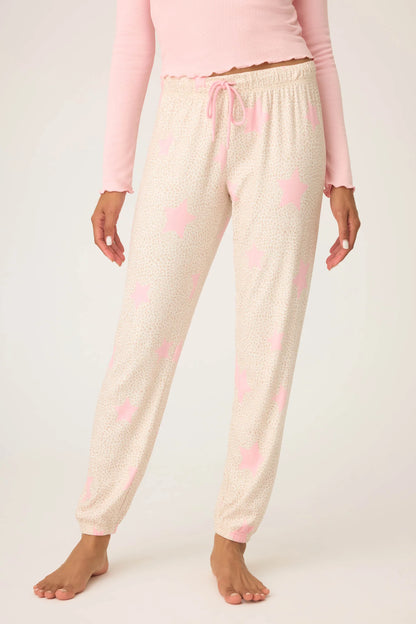 Stay wild banded pant in oatmeal front view