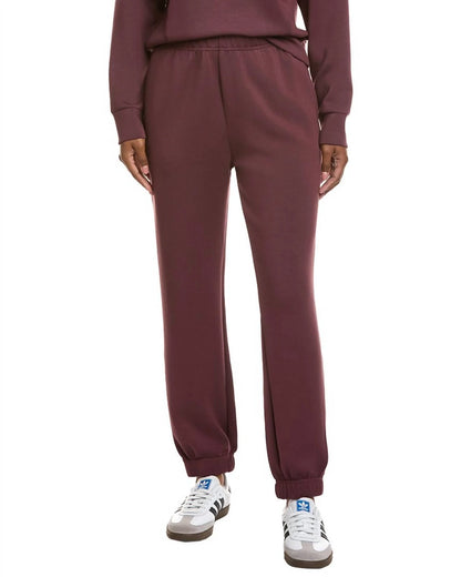 Cloud fleece jogger in merlot front view