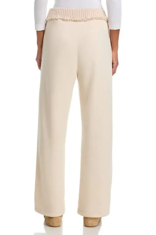 fleece pant with rib in bone color