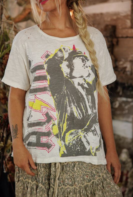 ACDC Rock n roll tee in true front view