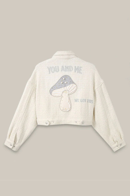 NORAH CROPPED BLOUSON IN OFF WHITE BACK VIEW