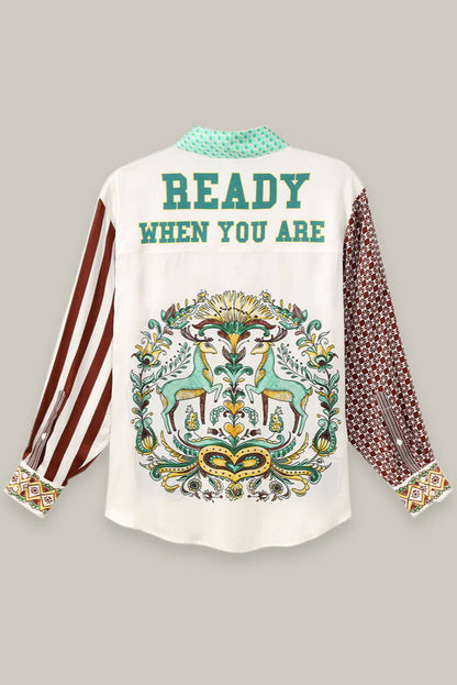 ISABEL PRINTED SHIRT IN SPORTY JADE BACK VIEW