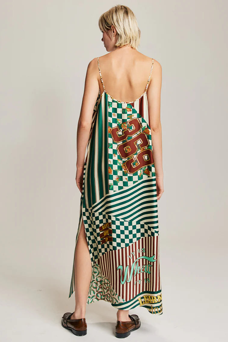 OLIVIA CAMISOLE DRESS IN SPORTY JADE BACK VIEW