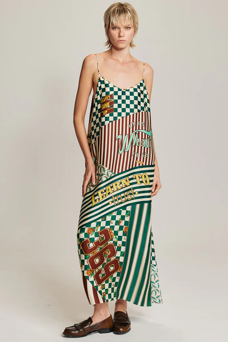 OLIVIA CAMISOLE DRESS IN SPORTY JADE FRONT VIEW