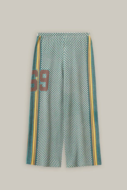 MICHELLE WIDE LEG KNIT PANTS IN SPORTY JADE BACK VIEW