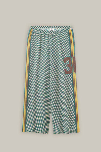 MICHELLE WIDE LEG KNIT PANTS IN SPORTY JADE FRONT VIEW