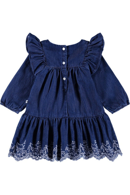 CARAS DRESS IN OAK EMBROIDERY BACK VIEW