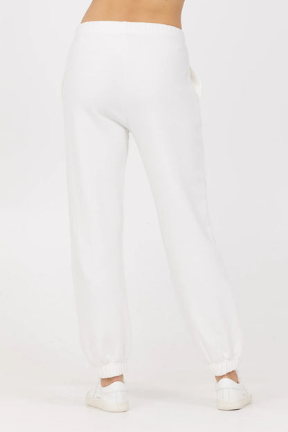 EMBLEM FRENCH TERRY JOGGER IN WHITE/RED/PINK BACK VIEW