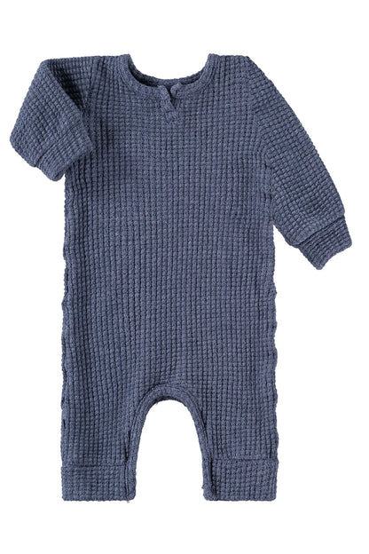 CHUNKY THERMAL ROMPER IN NAVY FRONT VIEW