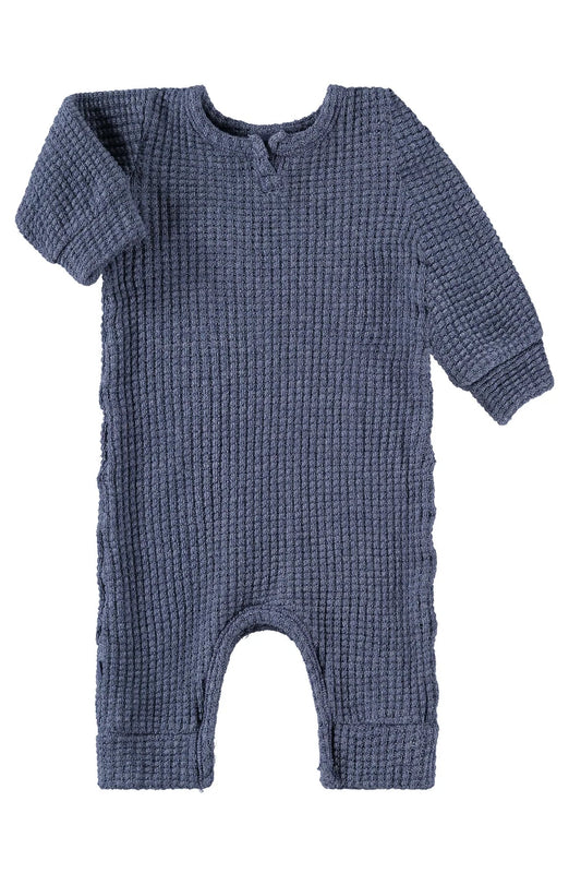 CHUNKY THERMAL ROMPER IN NAVY FRONT VIEW