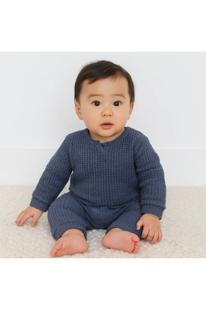 CHUNKY THERMAL ROMPER IN NAVY FRONT VIEW