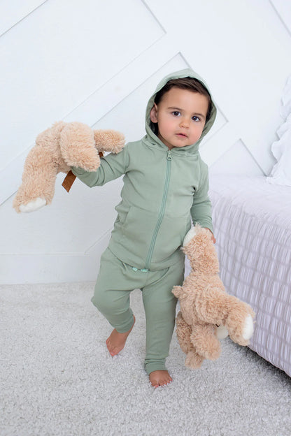 JOGGER SET IN SAGE FRONT VIEW