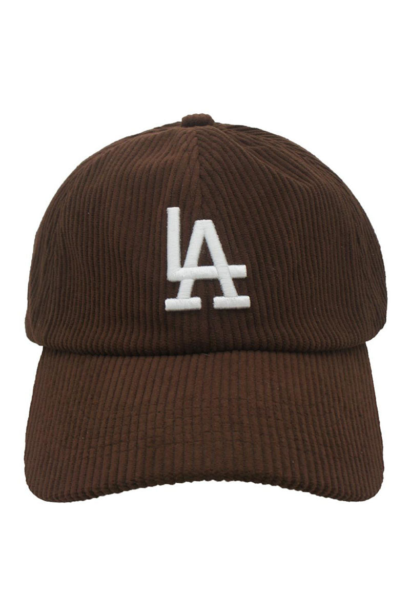Corduroy "LA" ball cap in dark brown
