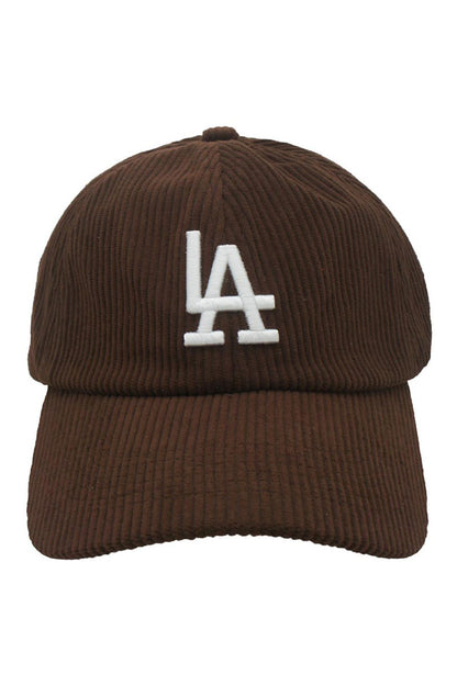 Corduroy "LA" ball cap in dark brown