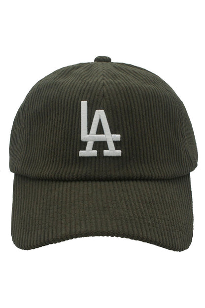 Corduroy "LA" ball cap in olive