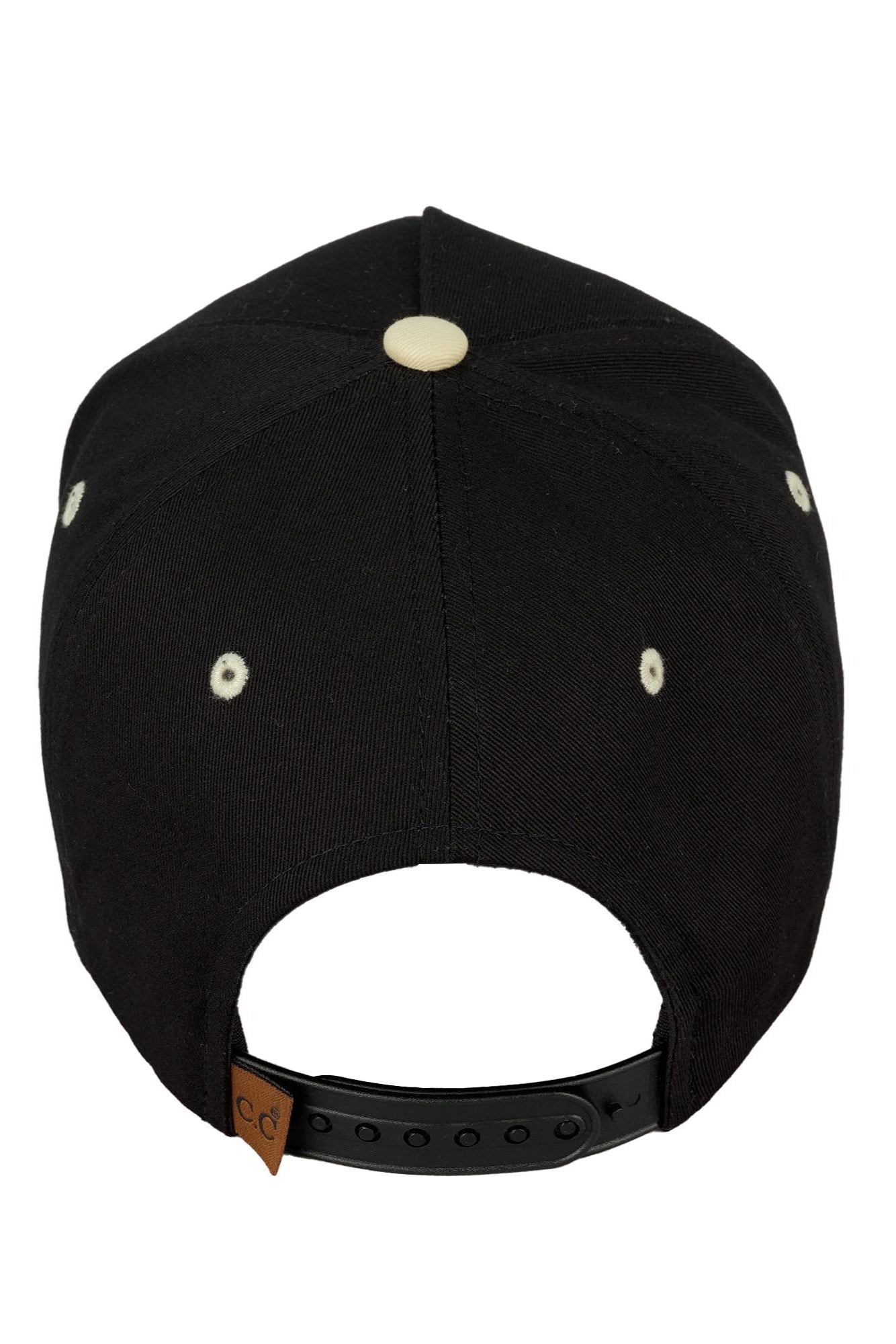 Outlaw trucker hat in black and cream back view