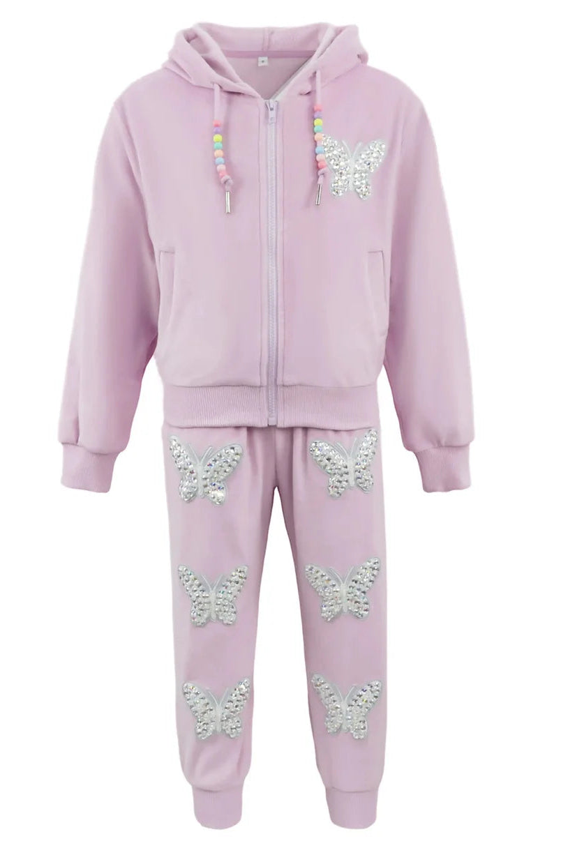 PLUSH JOGGER SET IN PURPLE FRONT VIEW