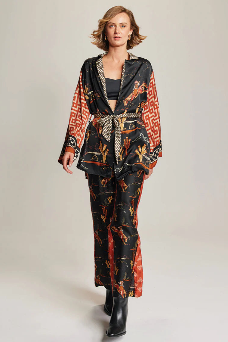 LUCIA BELTED KIMONO IN RODEO FRONT VIEW