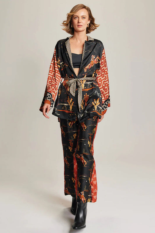 LUCIA BELTED KIMONO IN RODEO FRONT VIEW