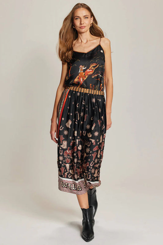 VANESSA  MIDI SKIRT IN RODEO FRONT VIEW