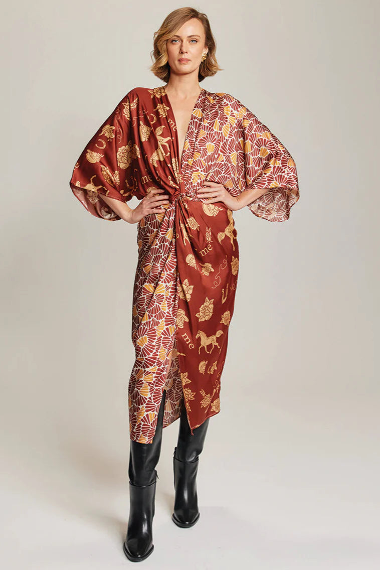 CAMILA TWISTED DRESS IN RODEO FRONT VIEW