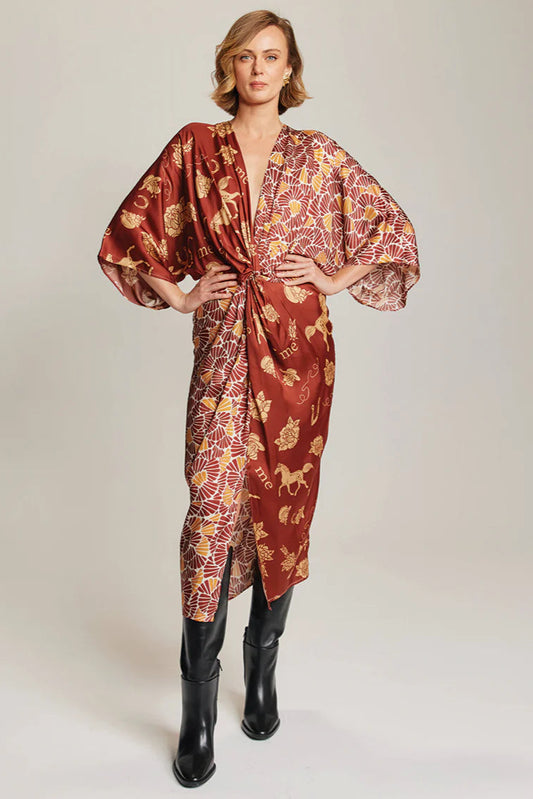 CAMILA TWISTED DRESS IN RODEO FRONT VIEW