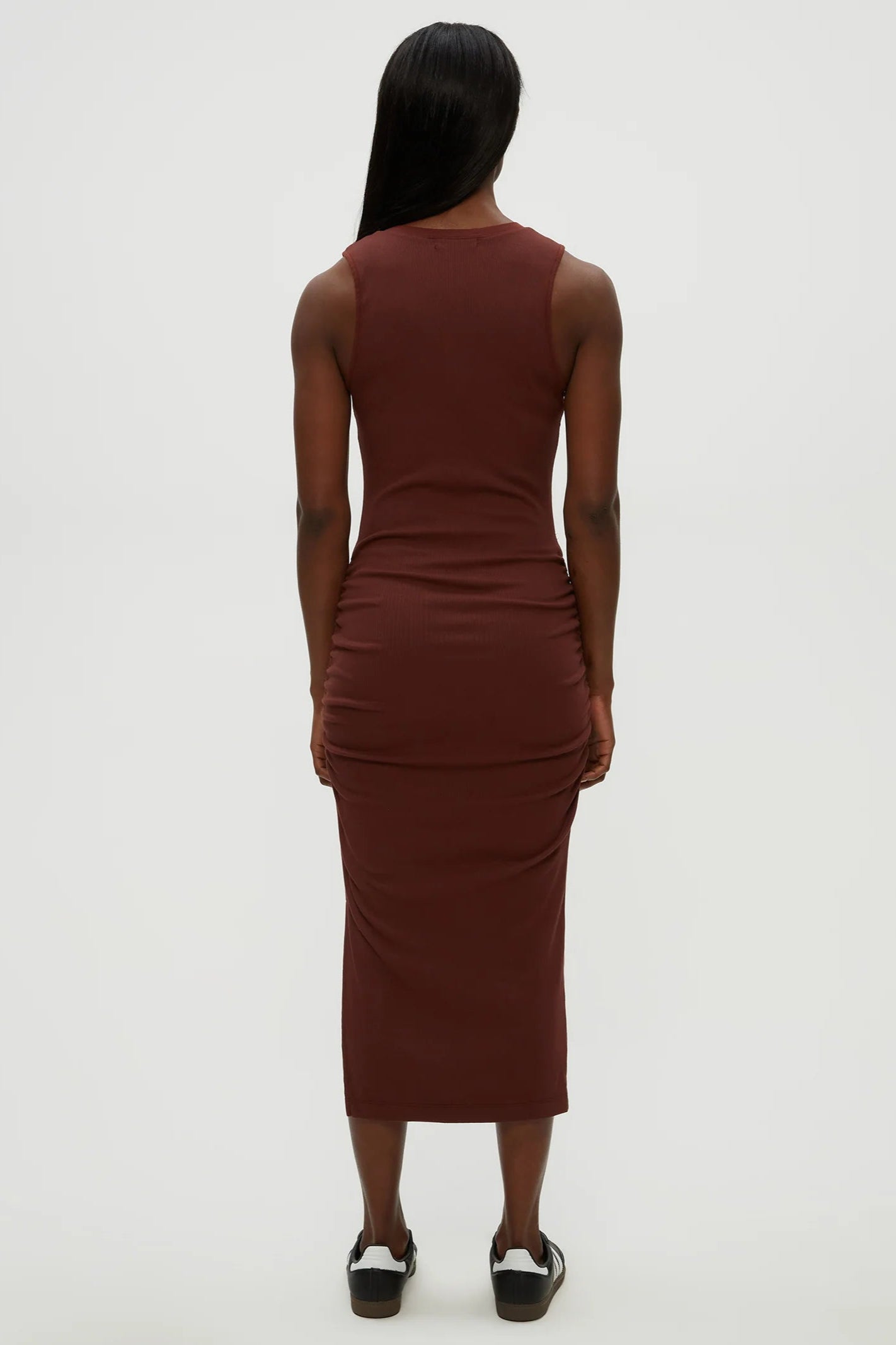 SAMIRA TANK HENLEY MIDI DRESS IN ESPRESSO BACK VIEW
