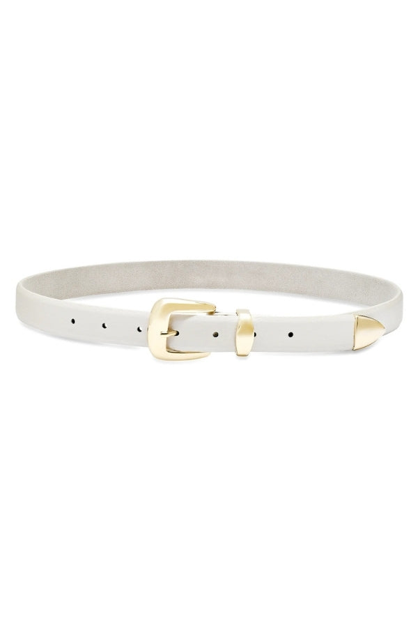 SILVERLAKE BELT IN EGGSHELL AND GOLD FRONT VIEW