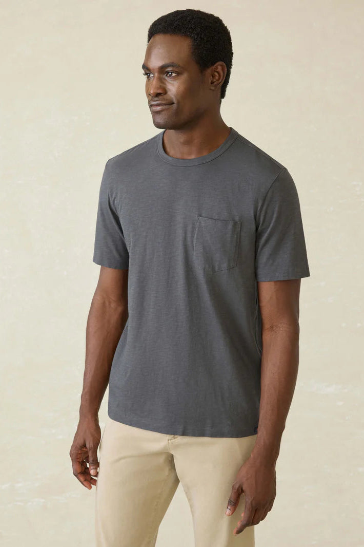 Sunwashed pocket tee in graphite front view