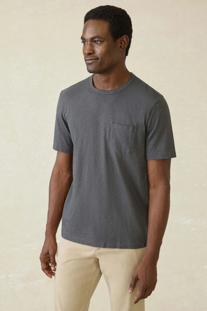 Sunwashed pocket tee in graphite front view